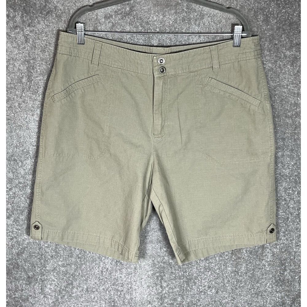 Gander Mountain Bermuda Shorts Womens Size 16 Green Cotton Pockets High Rise
